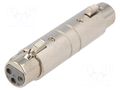 Coupler; XLR female,both sides; PIN: 3; silver; straight AMPHENOL AC3F3FW