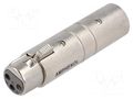 Coupler; XLR male,XLR female; PIN: 3; silver; straight AMPHENOL AC3F3MW