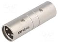 Coupler; XLR male,both sides; PIN: 3; silver; straight AMPHENOL AC3M3MW