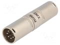 Coupler; XLR male,both sides; PIN: 5; silver; straight AMPHENOL AC5M5MW