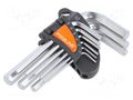 Wrench-set; hex key; Chrom-vanadium steel; 9pcs. PROLINE PRE-48309