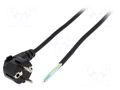 Cable; 3x0.75mm2; CEE 7/7 (E/F) plug angled,wires; PVC; 2m; black LIAN DUNG S3-3/07/2.0BK