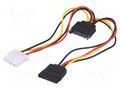 Cable: mains SATA; Molex female,SATA male,SATA female; 0.15m AKYGA AK-CA-32