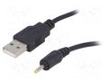 Cable; USB A plug,DC 2,5/0,7 plug; straight; black; 0.8m; 5÷50°C AKYGA AK-DC-02