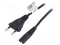 Cable; 2x0.5mm2; CEE 7/16 (C) plug,IEC C7 female; PVC; 3m; black AKYGA AK-RD-02A