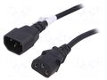 Cable; 3x0.75mm2; IEC C13 female,IEC C14 male; PVC; 5m; black; 10A AKYGA AK-PC-11A