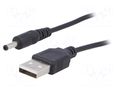 Cable; USB A plug,DC 3,5/1,35 plug; straight; black; 0.8m; 5÷50°C AKYGA AK-DC-03