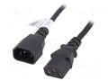 Cable; 3x0.75mm2; IEC C13 female,IEC C14 male; PVC; 3m; black; 10A AKYGA AK-PC-07A
