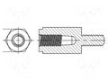 Spacer sleeve; hexagonal; polyamide 66; M4; M4; L: 34mm; black DREMEC DR8G509V40602