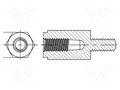 Spacer sleeve; hexagonal; polyamide 66; M4; M4; L: 8mm; natural DREMEC DR8G509V42138