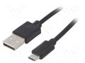 Cable; USB 2.0; USB A plug,USB B micro plug; nickel plated; 1.8m AKYGA AK-USB-01