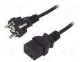 Cable; 3x1mm2; CEE 7/7 (E/F) plug,IEC C19 female,SCHUKO plug AKYGA AK-UP-01