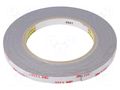Tape: fixing; W: 9mm; L: 5m; Thk: 1.1mm; acrylic; grey; 93°C,max.149°C 3M 3M-4941-9-5