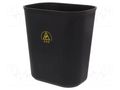 Waste bin; ESD; 280x220x310mm; 16l; polypropylene; black STATICTEC PRT-STS1325