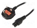 Cable; 3x0.75mm2; BS 1363 (G) plug,IEC C5 female; PVC; 1.8m; 2.5A SUNNY SUNNY-C5G18