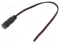 Cable; 2x0.5mm2; wires,DC 5,5/2,5 socket; straight; black; 0.2m SUNNY ECJ02F2555STST