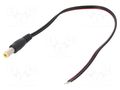 Cable; 2x0.5mm2; wires,DC 5,5/2,5 plug; straight; black; 0.2m SUNNY ECP02F2555STST