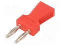 Connector: 2mm banana; stackable safety shunt; 10A; red; 30.4mm STÄUBLI KS2-6L/N-22