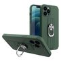 Ring Case silicone case with finger grip and stand for iPhone 12 mini dark green, Hurtel 5907769327124 5907769327124