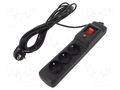 Plug socket strip: protective; Sockets: 3; 250VAC; 10A; black ARMAC M3/50/CZ