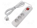 Plug socket strip: protective; Sockets: 3; 250VAC; 10A; grey ARMAC M3/50/SZ