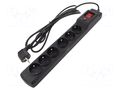 Plug socket strip: protective; Sockets: 6; 250VAC; 10A; black ARMAC M6/30/CZ
