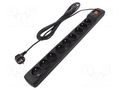 Plug socket strip: protective; Sockets: 9; 250VAC; 10A; black ARMAC M9/50/CZ
