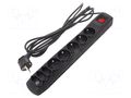 Plug socket strip: protective; Sockets: 8; 250VAC; 10A; black ARMAC R8/30/CZ