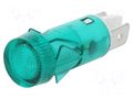 Indicator: with neon lamp; flat; green; 230VAC; Cutout: Ø12mm BULGIN AE-C282000NAD