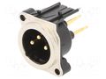 Connector: XLR; socket; male; PIN: 3; angled 90°; THT; silver; 6A NEUTRIK NTR-NC3MBV
