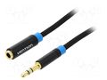 Cable; Jack 3.5mm 3pin socket,Jack 3.5mm 3pin plug; 1m; black VENTION VAB-B06-B100-M