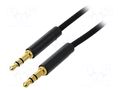 Cable; Jack 3.5mm 3pin plug,both sides; 1.5m; black; Øcable: 3mm VENTION BAGBG