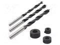 Drill set; blister; for dowel connections,wood,chipboard; 3pcs. WOLFCRAFT WF2730000