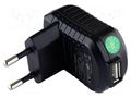 Battery charger; 5V; 1A; 230VAC LASCAR PSU-USB-EU