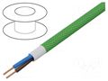 Wire; YTLY; 2x0.5mm2; round; stranded; Cu; textile; green; 150V; 50m ESPE OP-DC-2X0.50-GR