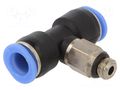 Push-in fitting; T-tap splitter; -0.95÷10bar; Thread: M6; 0÷60°C PNEUMAT PB-66
