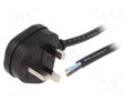 Cable; 3x1mm2; BS 1363 (G) plug,wires; PVC; 1.8m; black; 13A LIAN DUNG S23-3/10/1.8BK