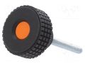 Knob; Ø: 39.5mm; Ext.thread: M6; 20mm; H: 26.5mm; technopolymer PP ELESA+GANTER MBT.40P-M6X20-C2