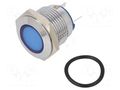 Indicator: LED; flat; blue; 12VDC; 12VAC; Ø16mm; connectors; brass NINIGI IND16-12B-C