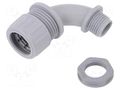 90° angled connector; Thread: metric,non-swivel,outside HELLERMANNTYTON PSR16-90-M16-PA66