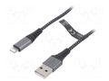 Cable; USB 2.0; Apple Lightning plug,USB A plug; 1m; 480Mbps Goobay USB-LIGHT-TXT/1.0