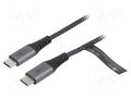 Cable; USB 2.0; USB C plug,both sides; 2m; 480Mbps; textile Goobay USB-C/C-TXT/2.0