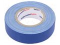 Tape: textile; W: 19mm; L: 10m; Thk: 0.31mm; blue; 64N/cm; 10%; cotton HELLERMANNTYTON HTAPE-TEX-19X10BL