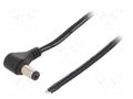 Cable; 2x0.5mm2; wires,DC 5,5/2,1 plug; angled; black; 1.5m MFG DC2201.0150E