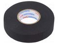 Tape: textile; W: 19mm; L: 25m; Thk: 0.25mm; caoutchouc; black; 15% HELLERMANNTYTON HTAPE-PRO250-19