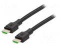 Cable; HDMI plug,both sides; textile; 5m; black; Core: OFC; 18Gbps GREEN CELL GC-HDGC03