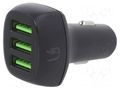 USB power supply; USB A socket x3; Sup.volt: 12÷24VDC; black GREEN CELL GC-CADGC01