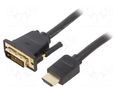 Cable; DVI-D (24+1) plug,HDMI plug; PVC; Len: 1.5m; black; 30AWG VENTION ABFBG