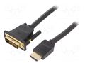 Cable; DVI-D (24+1) plug,HDMI plug; PVC; Len: 2m; black; 30AWG VENTION ABFBH