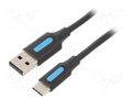 Cable; USB 2.0; USB A plug,USB C plug; nickel plated; 3m; 480Mbps VENTION COKBI